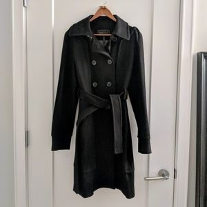 BCBGMaxAzria black wool cashmere trench coat